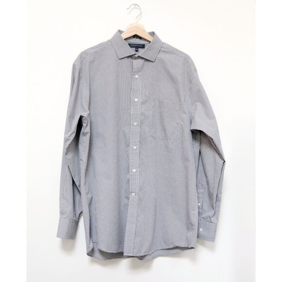 Men's Size XL Regular Fit Grey & White Plaid Button Down Shirt by Tommy Hilfiger - Picture 1 of 7